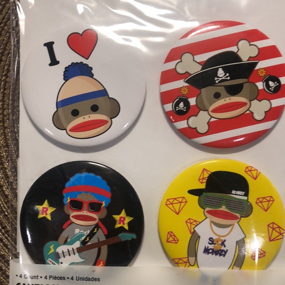 Sock Monkey Buttons - Picture 2 of 2
